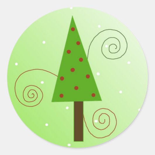 Whimsical-kerstboom Ronde Sticker (Voorkant)