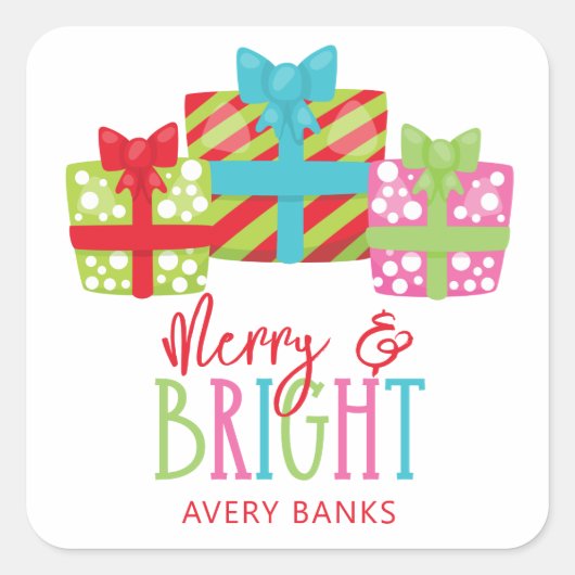 Whimsical Kerstcadeau Vierkante Sticker (Voorkant)