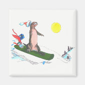 Whimsical Kerstcute Otter Snowboarder Magneet (Voorkant)