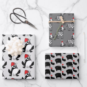 Whimsical-kerstdiertrio Inpakpapier Vel