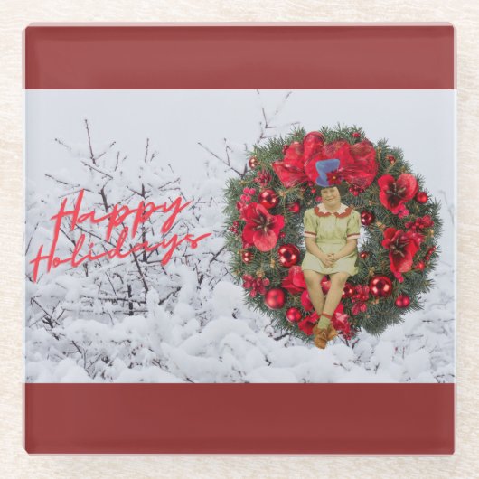 Whimsical -kerstfeestdag glazen onderzetter (Voorkant)