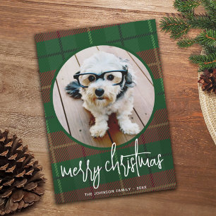 Whimsical-kerstfoto — Calligrafie en speldenfoto Feestdagenkaart