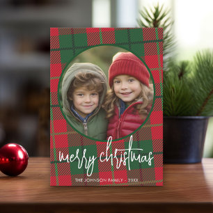 Whimsical-kerstfoto — Calligrafie en speldenfoto Feestdagenkaart