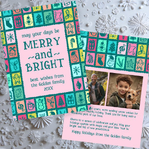 Whimsical kerstgrid Cute Aangepaste 2 FOTO Feestdagenkaart