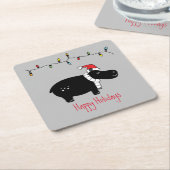 Whimsical Kersthippo Vierkante Kartonnen Onderzetter (Schuin)