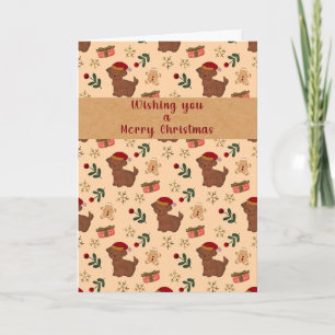 Whimsical Kerstkaart met Puppy Santa en Peperkoek Kaart
