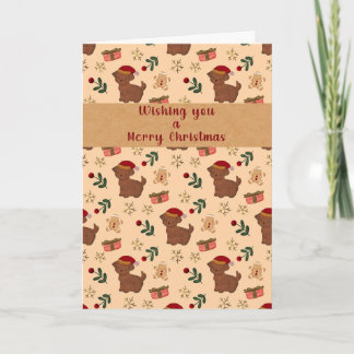 Whimsical Kerstkaart met Puppy Santa en Peperkoek Kaart