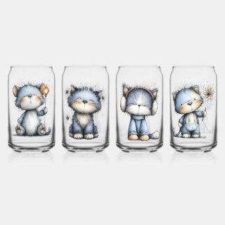 Whimsical Kerstkatten Blikvorm Glas