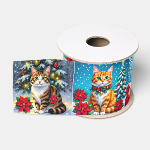 Whimsical Kerstkatten Kerstmis Grosgrain Lint