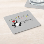Whimsical Kerstkikker Vierkante Kartonnen Onderzetter (Schuin)