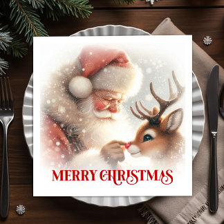 Whimsical Kerstman Rudolph Kerst Dinner Servetten