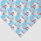 Whimsical Kerstman spelen Golf, Sneeuwman en rendi Tissuepapier (Detail)