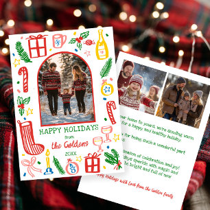 Whimsical Kerstmis Aangepaste boog 3 FOTO Feestdagenkaart