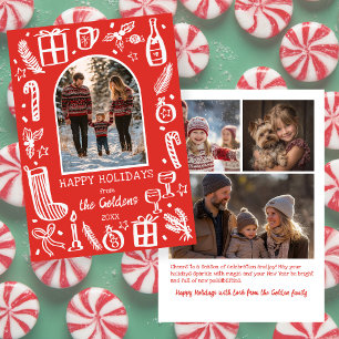 Whimsical Kerstmis Aangepaste boog 4 FOTO Feestdagenkaart