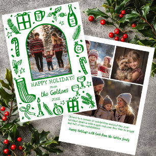 Whimsical Kerstmis Aangepaste boog 4 FOTO Feestdagenkaart
