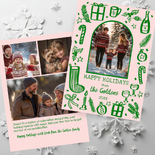 Whimsical Kerstmis Aangepaste boog 4 FOTO Feestdagenkaart