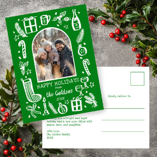 Whimsical Kerstmis  Aangepaste boog FOTO  Feestdagenkaart