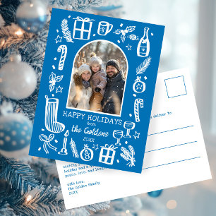 Whimsical Kerstmis Aangepaste boog FOTO Feestdagenkaart