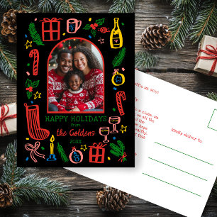 Whimsical Kerstmis Aangepaste boog FOTO Feestdagenkaart