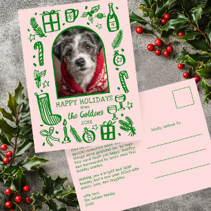 Whimsical Kerstmis  Aangepaste boog FOTO  Feestdagenkaart