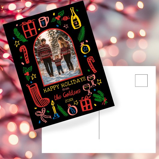 Whimsical Kerstmis Aangepaste boog FOTO Feestdagenkaart