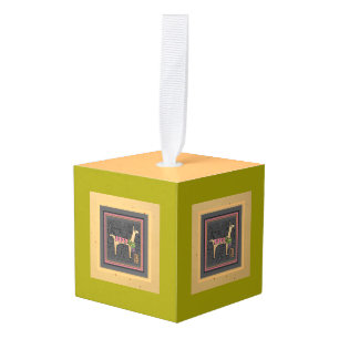 Whimsical Kerstmis Llama, Llama, Llama, Llama, Lla Kubus Ornament