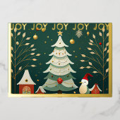 Whimsical Kerstmisillustratie Folie Feestdagenkaart (Voorkant)