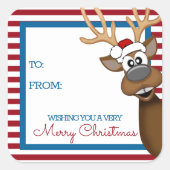 Whimsical-kerstrenrendierschenker-Label-sticker Vierkante Sticker (Voorkant)