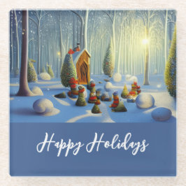 Whimsical-kerstscène Glazen Onderzetter