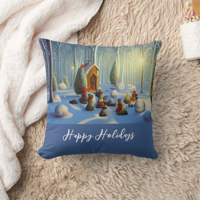 Whimsical-kerstscène Kussen (Deken)