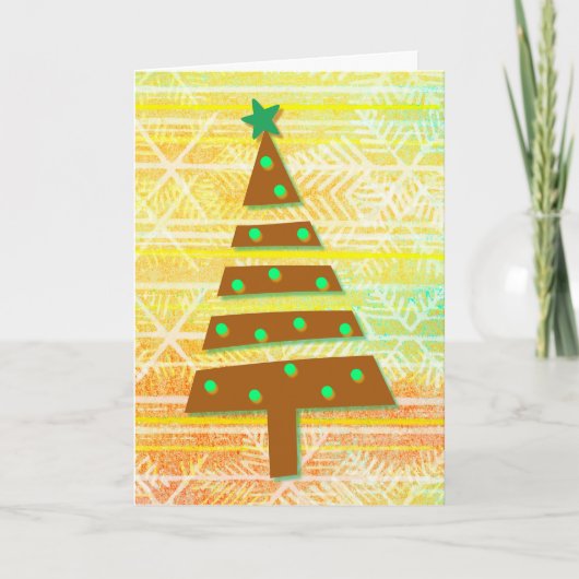 Whimsical kerstvakanay Tree Burnt Oranje Kaart (Voorkant)