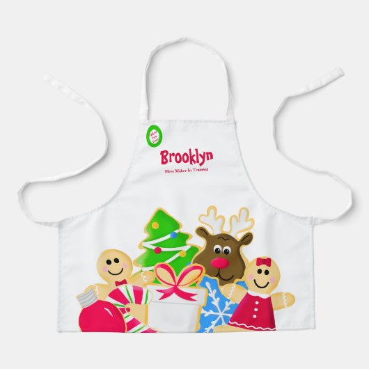 Whimsical Kids Christmas Baking Cookie Exchange Schort (Voorkant)