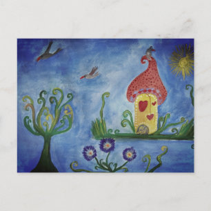 Whimsical Kind Illustratie Liefde Huis Briefkaart