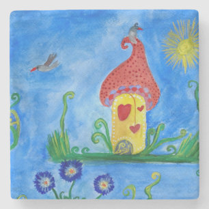 Whimsical kind illustratie steen Onderzetter