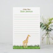 Whimsical Kind naam GIRAFFE bekleed briefpapier (Staand voorkant)