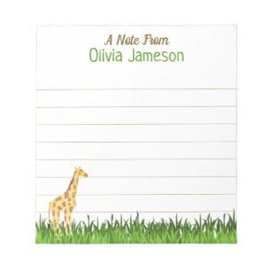 Whimsical Kind naam GIRAFFE gevoerd Notitieblok
