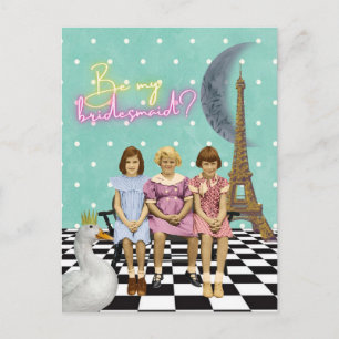 Whimsical  Kinder Bridesmaid Request Briefkaart