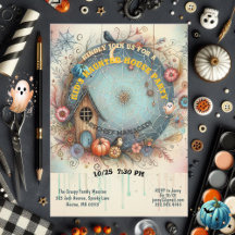 Whimsical Kinder spookhuis feest pastel Herfst ple