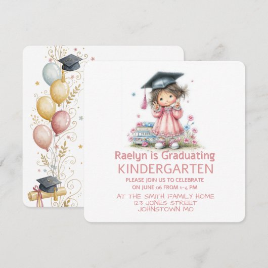 Whimsical Kindergarten Graduation Celebration  Kaart (Voorkant / Achterkant)