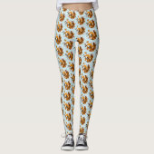 Whimsical Kitsune Vos Blauwe Kersenbloesem Fantasi Leggings (Voorkant)