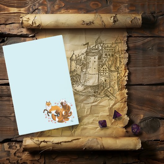 Whimsical Kitsune Vos Blauwe Kersenbloesem Fantasi Post-it® Notes