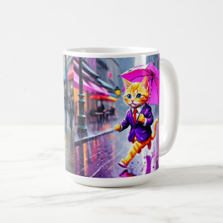Whimsical Kitten Rain Run Classic Mok