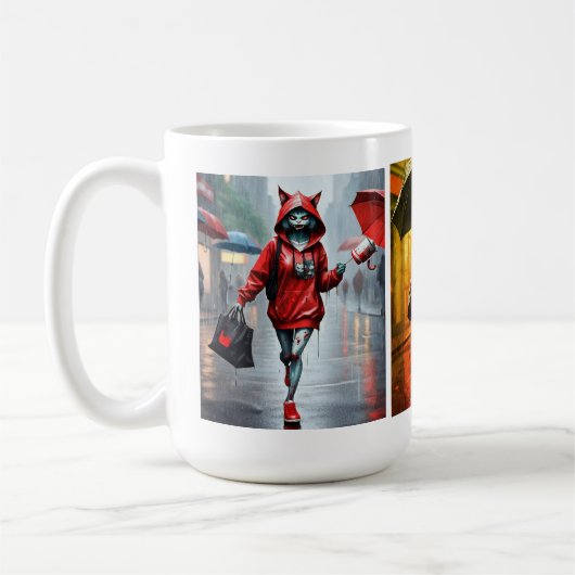 Whimsical Kitten Rain Run Classic Mok (Links)