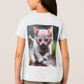 Whimsical Kitten Rain Run Premium Unisex Jeugd T-s Tri-Blend Shirt (Achterkant)