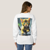 Whimsical Kitten Rain Run Sweatshirt de base des f (Dos entier)