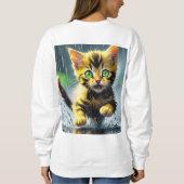 Whimsical Kitten Rain Run Sweatshirt de base des f (Dos)