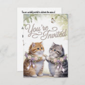 Whimsical Kitten Wedding Invitation (Voorkant / Achterkant)