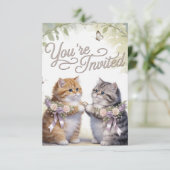 Whimsical Kitten Wedding Invitation  (Debout devant)