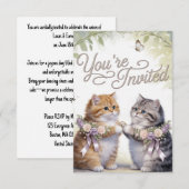 Whimsical Kitten Wedding Invitation (Voorkant / Achterkant)