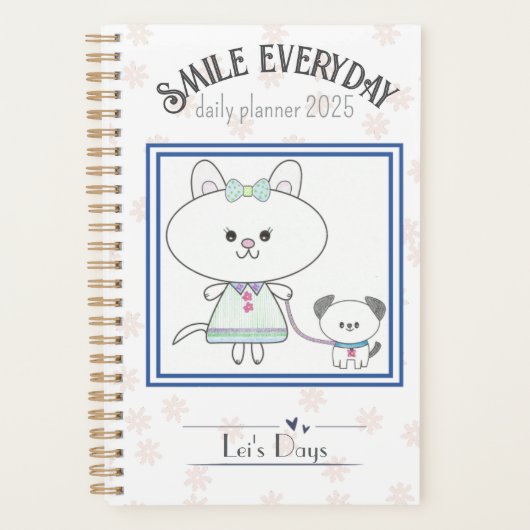 Whimsical Kitty & Kawaii Pup Daily/Mondial Planner (Devant)